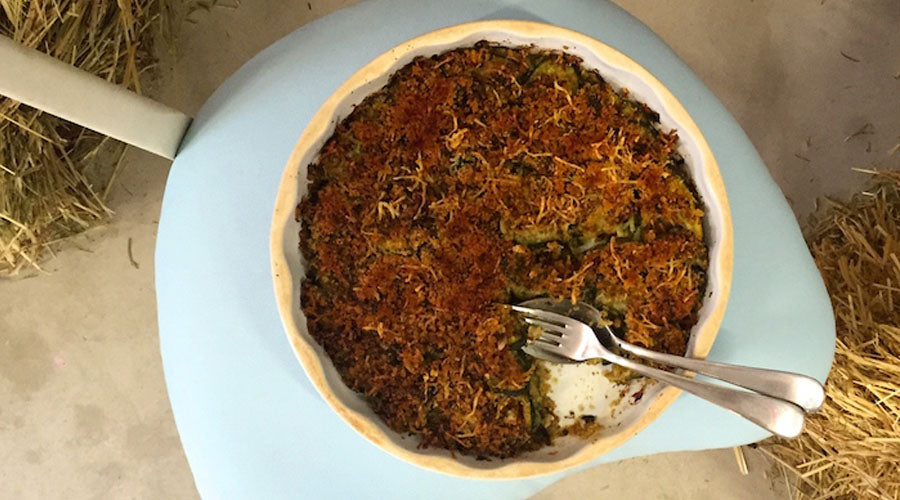 Gratín de calabacín con salsa verde